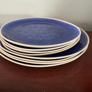 8 Anthropologie DAKOTA Melamine BLUE 11" Dinner & 9" Salad Dessert Plates Lot